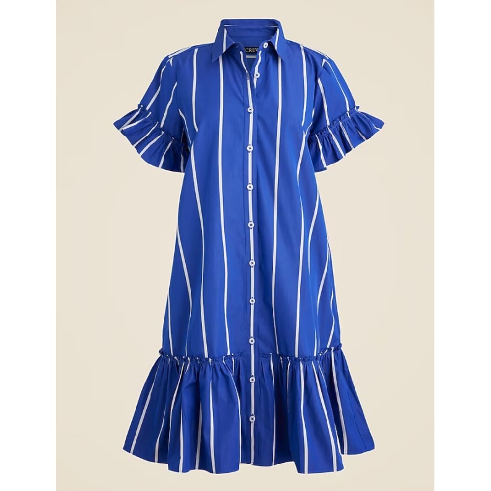 J.‎ Crew Classic Preppy Amelia Shirt Dress in Stripe Cotton Poplin Sz Small SP24